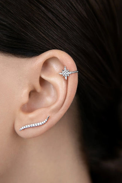 Inlaid Zircon Single Star Cuff Earring