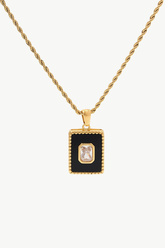 Square Pendant Rope Chain Necklace