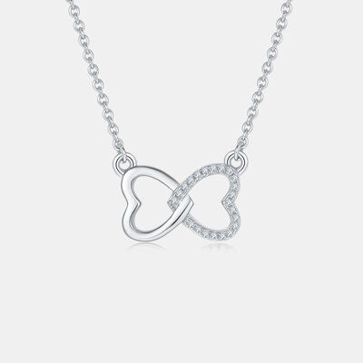 Moissanite 925 Sterling Heart Bow Necklace