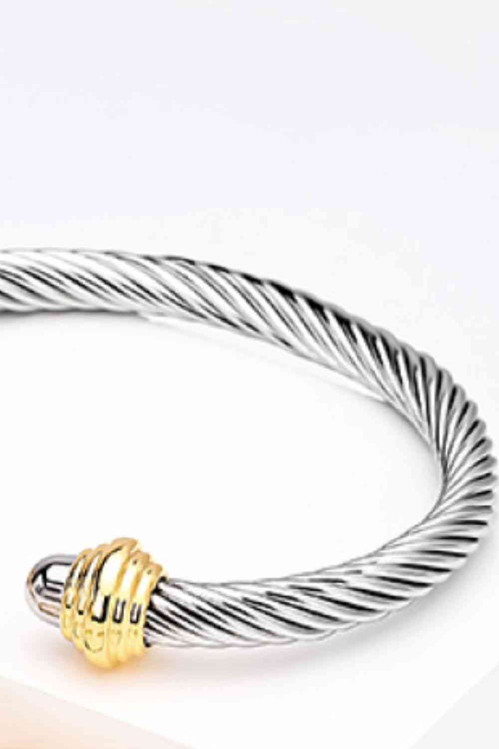 Stainless Steel Twisted Open Bracelet For Men