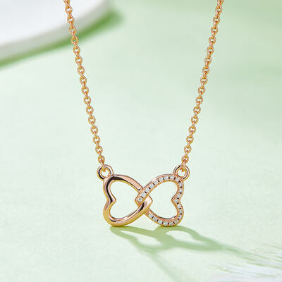 Moissanite 925 Sterling Heart Bow Necklace