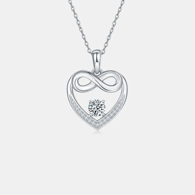 Eternity Moissanite Heart Necklace in 925 Sterling Silver-Silver
