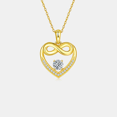 Eternity Moissanite Heart Necklace in 925 Sterling Silver-Gold
