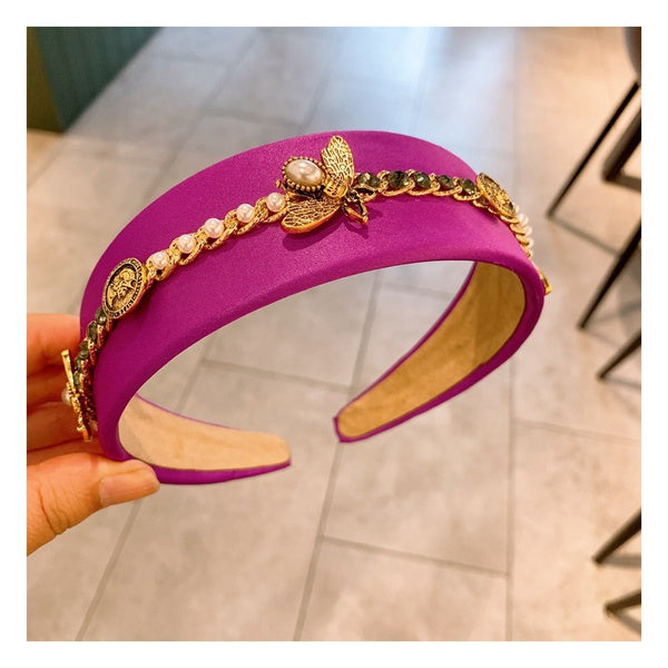purple rhinestones baroque headbands.