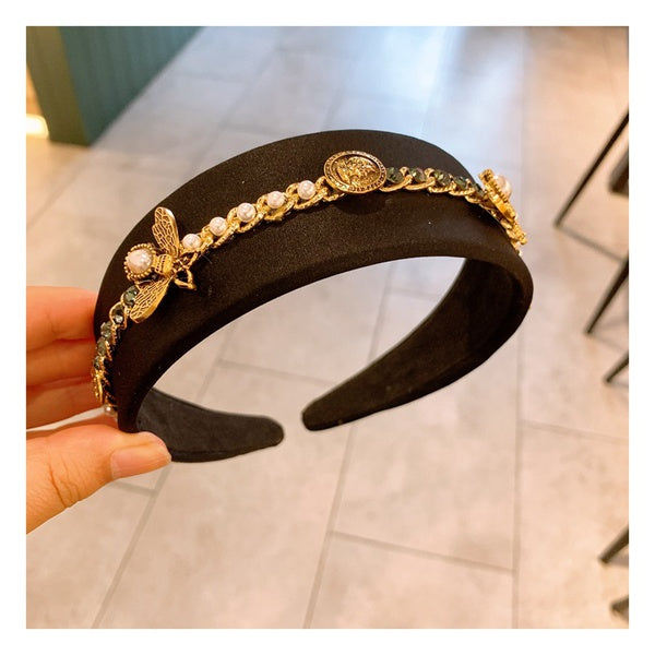 black rhinestones baroque headbands.