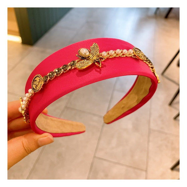 pink rhinestones baroque headbands.