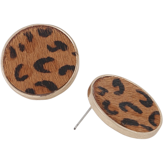 Leopardess Stud Earrings: Genuine Leather, Untamed Style