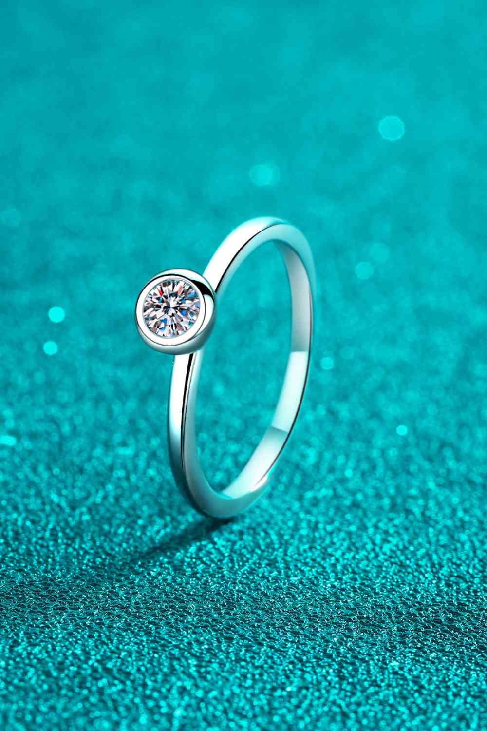Moissanite Rhodium-Plated Solitaire Ring