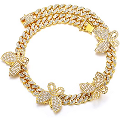 Cuban Link Butterfly Gold Necklace