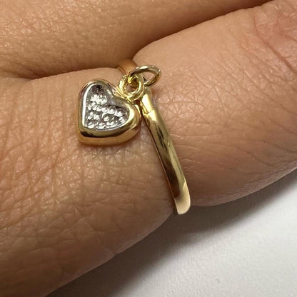 Two Tone Ring With Heart Charm