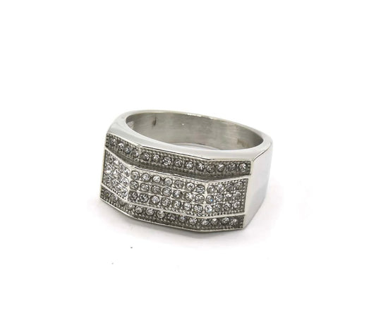 Silver Embrace Men's CZ Stainless Steel Ring