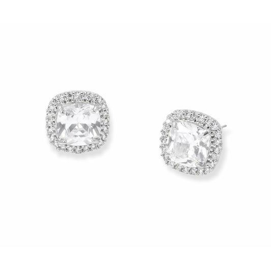 Cubic Zirconia Square Studs Earrings