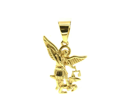 Divine Protection Pendant: Archangel Miguel in Gold-Plated Stainless Steel