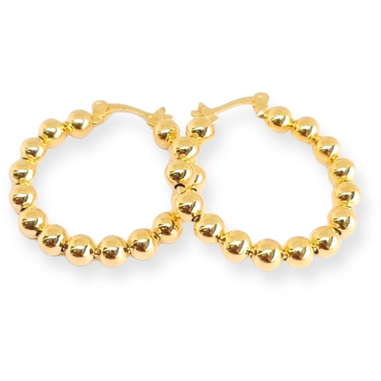 Edgy Beaded Luxe Hoop Earrings Brazilian Gold