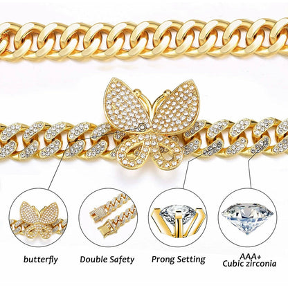 Cuban Link Butterfly Gold Necklace
