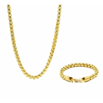 Box Chain and Bracelet Set- Gold